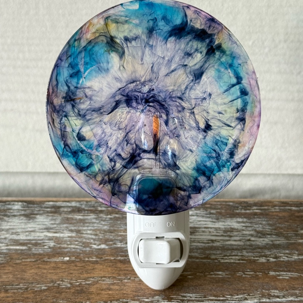 Tie-Dye Dark Purple Blue Night Light Plug-In Nightlight Outlet House Gift